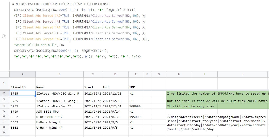 Google Sheets - 使用多個 IMPORTXML 請求構建動態陣列