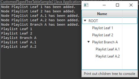 JavaFx,如何在樹表視圖中正確覆寫:getChildren() 和 getChildren().add(newNode)