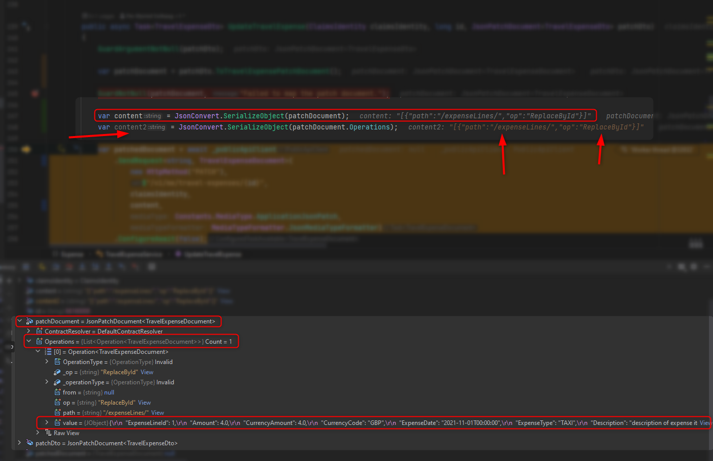 將 JsonPatchDocument 轉換為字串 C#