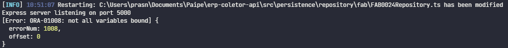 錯誤 ORA-01008 使用帶有 TS 的 nodeOracledb