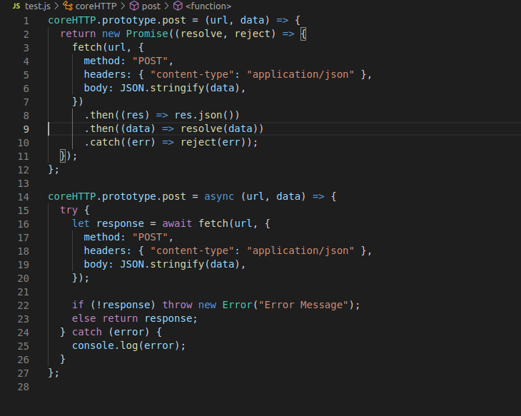 我將如何將使用 fetch 呼叫的函式轉換為 async/await？