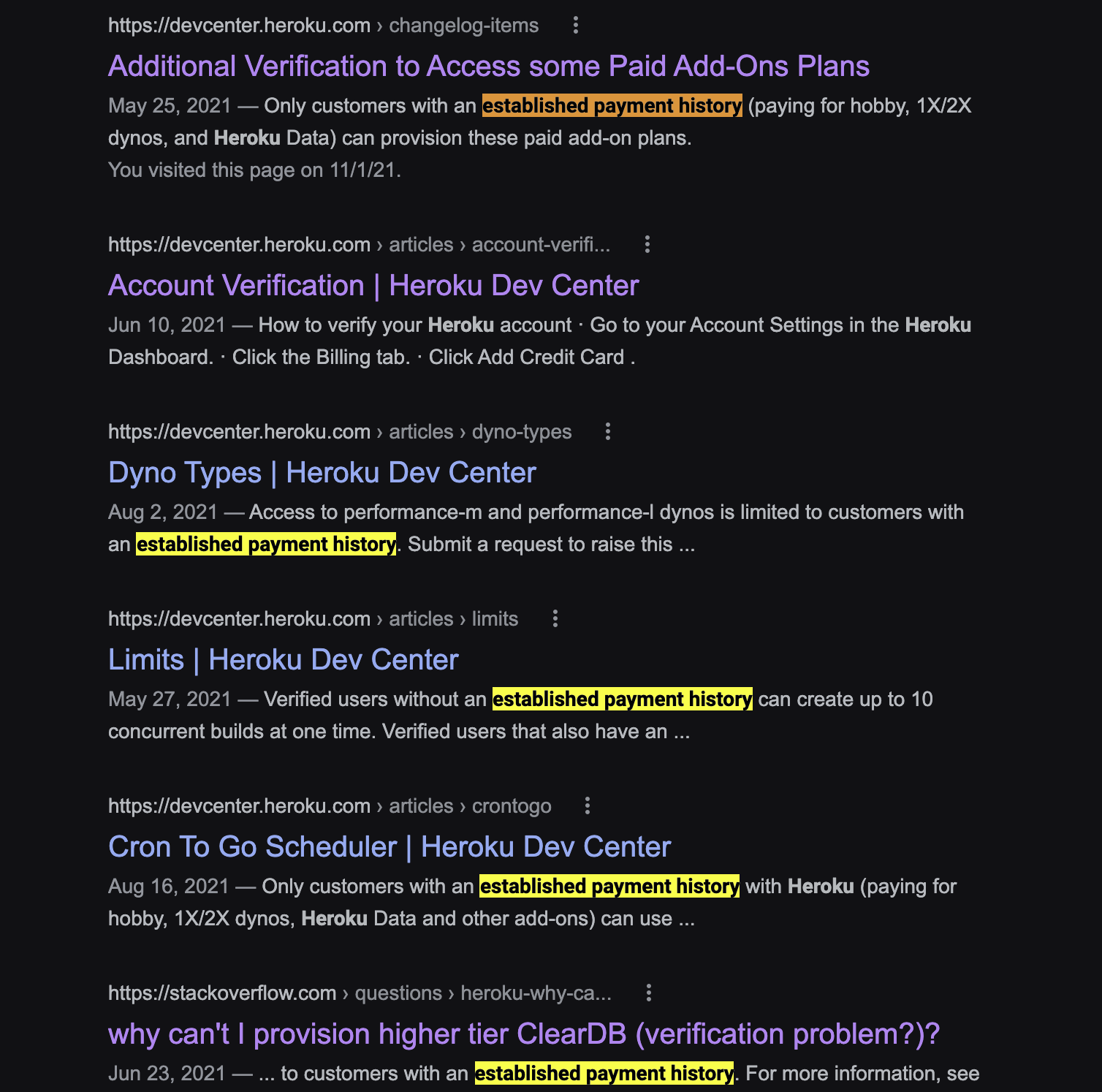 由于缺乏“建立付款歷史”，我無法設定 Heroku ClearDB？