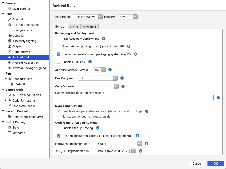 本機 Xamarin.Android 應用程式在發布模式下不斷崩潰