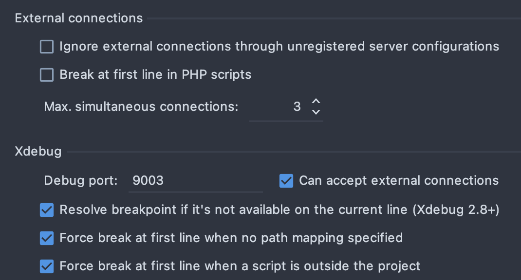 使用虛擬機上的服務器在 PhpStorm 中除錯不起作用