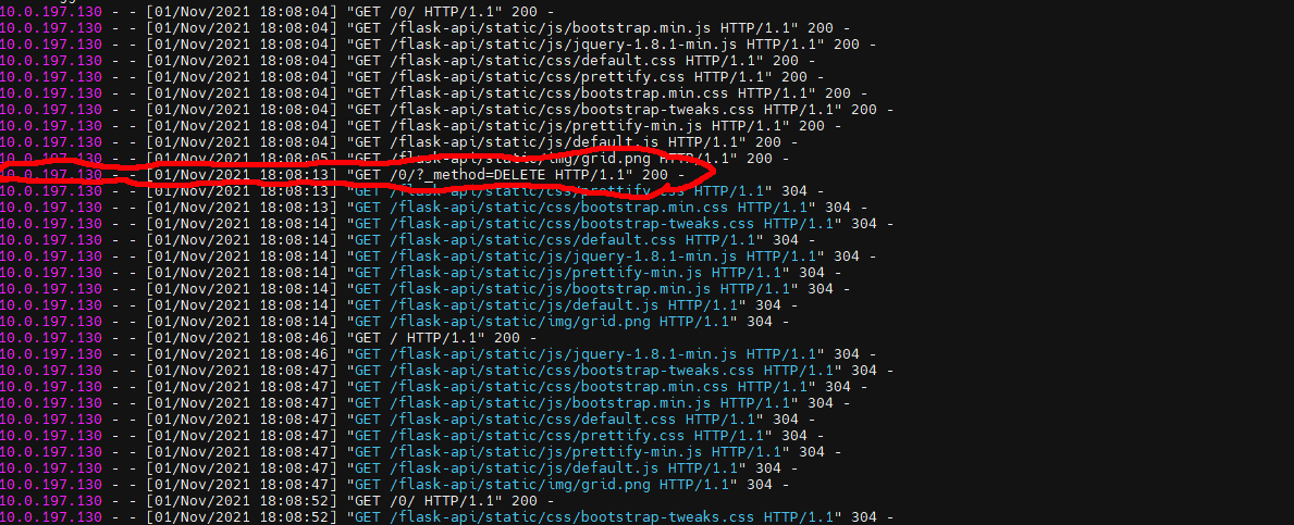 盡管按鈕配置為發送和顯示 DELETE 請求，但可瀏覽的 API HTML 渲染器仍會執行 POST
