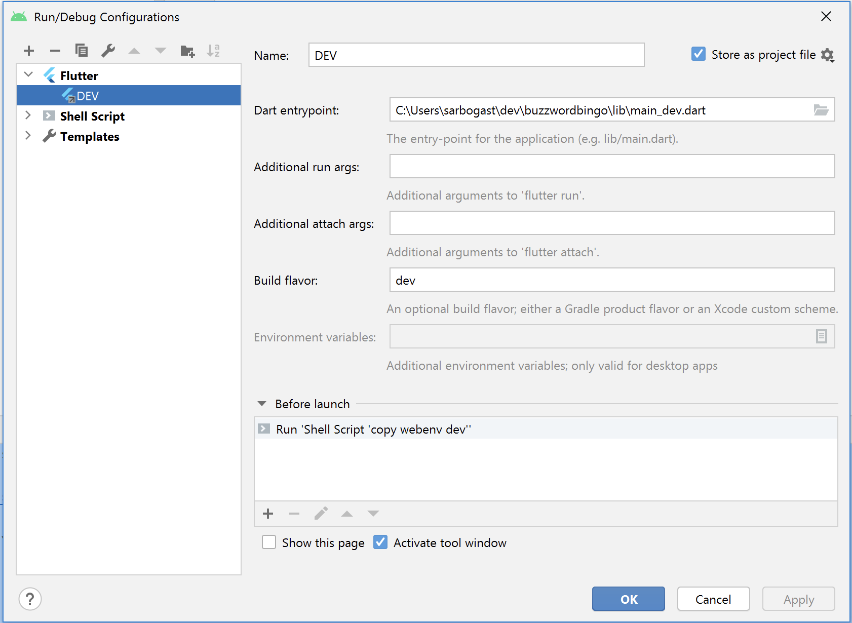 Android Studio shell 腳本構建配置獨立運行，但不是在 Windows 上作為前置步驟