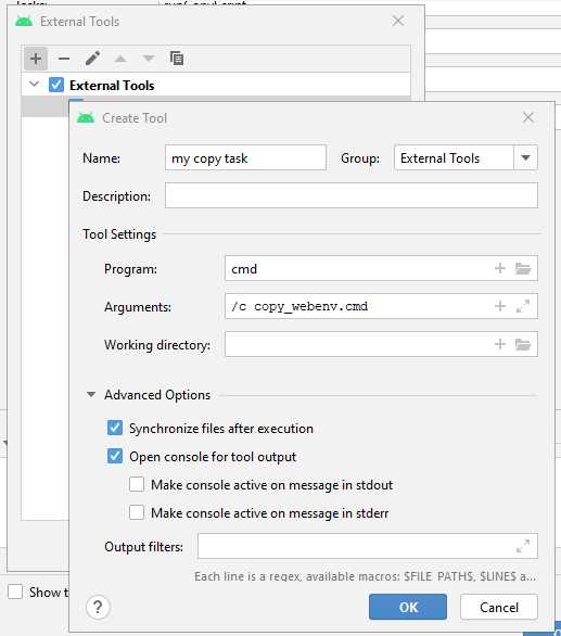 Android Studio shell 腳本構建配置獨立運行，但不是在 Windows 上作為前置步驟