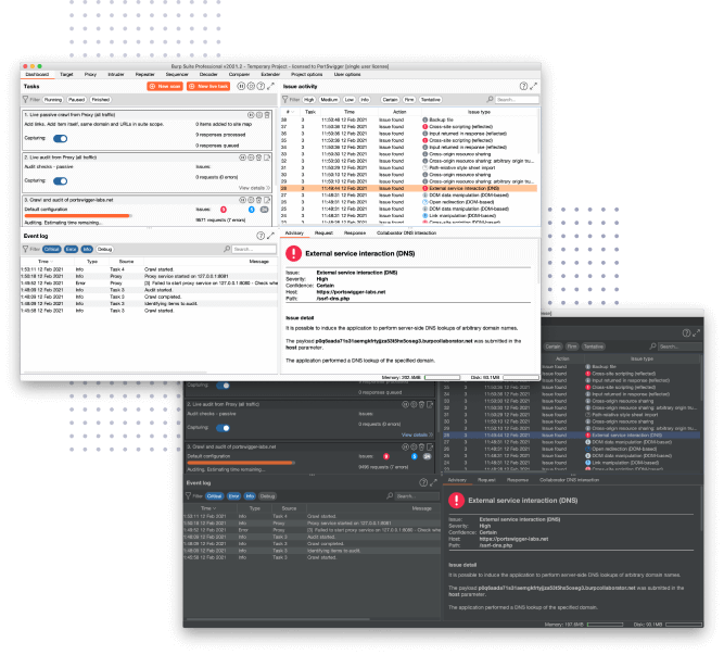 Burp Suite Professional 儀表板的螢屏截圖