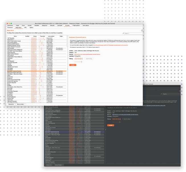 Burp Suite Professional 的 BApp Store 截圖