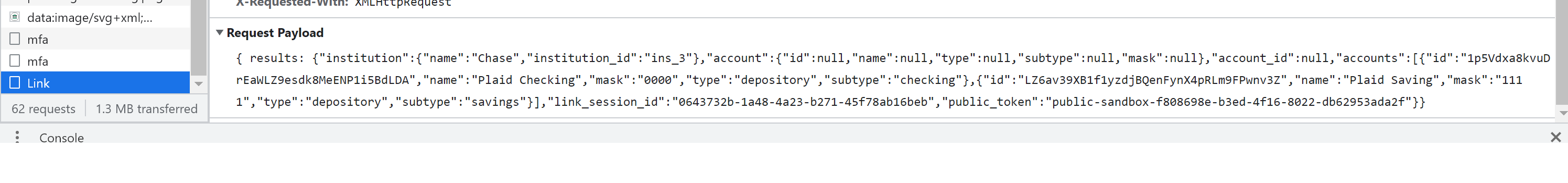 為什么通過 jQuery Ajax 將 Plaid 鏈接結果發布到 ASP.NET MVC 控制器會丟失屬性資料?