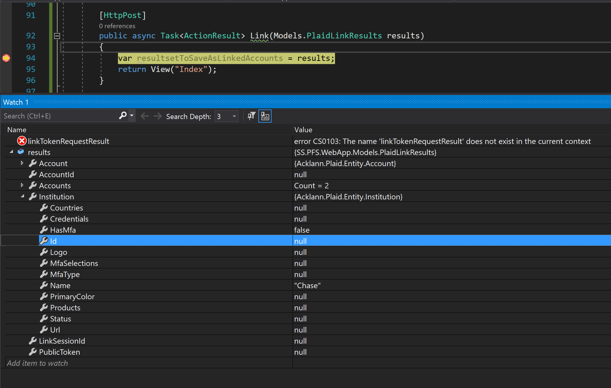 為什么通過 jQuery Ajax 將 Plaid 鏈接結果發布到 ASP.NET MVC 控制器會丟失屬性資料?