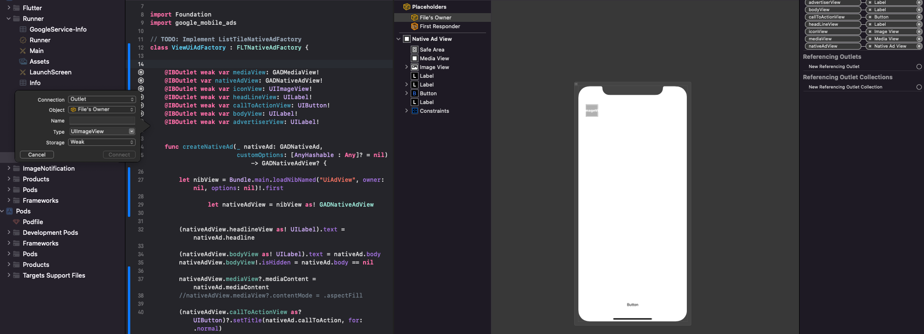 無法在 xib 檔案 Swift IOS 中正確設定 IBOutlet