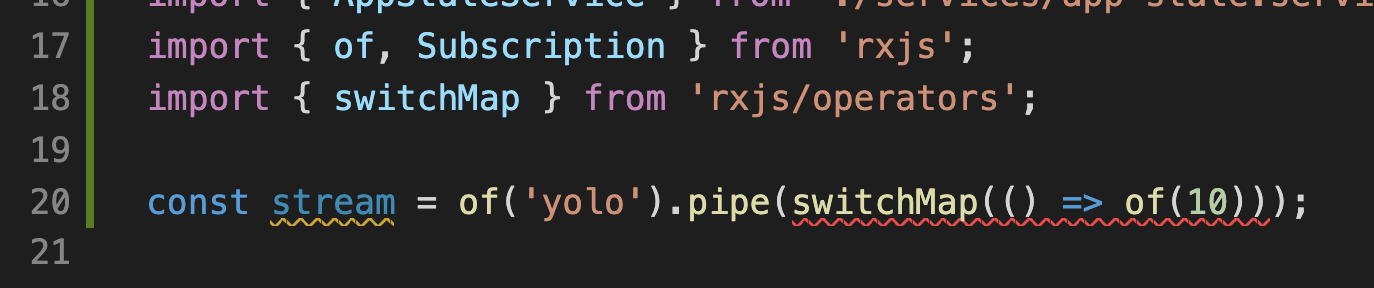 switchMap 給出 OperatorFunction<unknown, any>' 不可分配