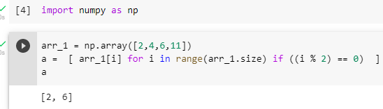 如何列印任何陣列的偶數索引值 | NumPy |