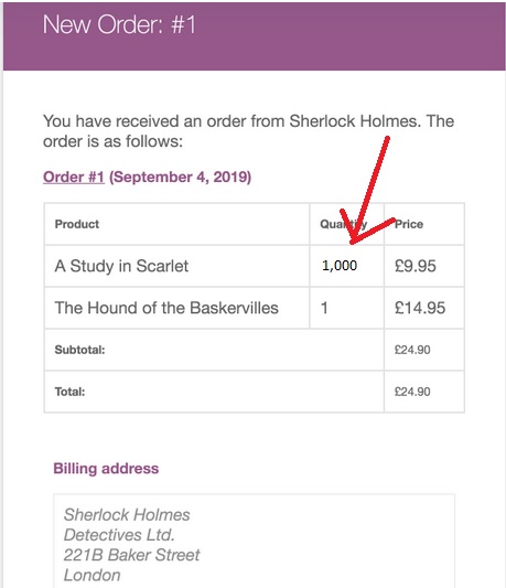 在 Woocommerce 電子郵件“數量”值中添加千位分隔符