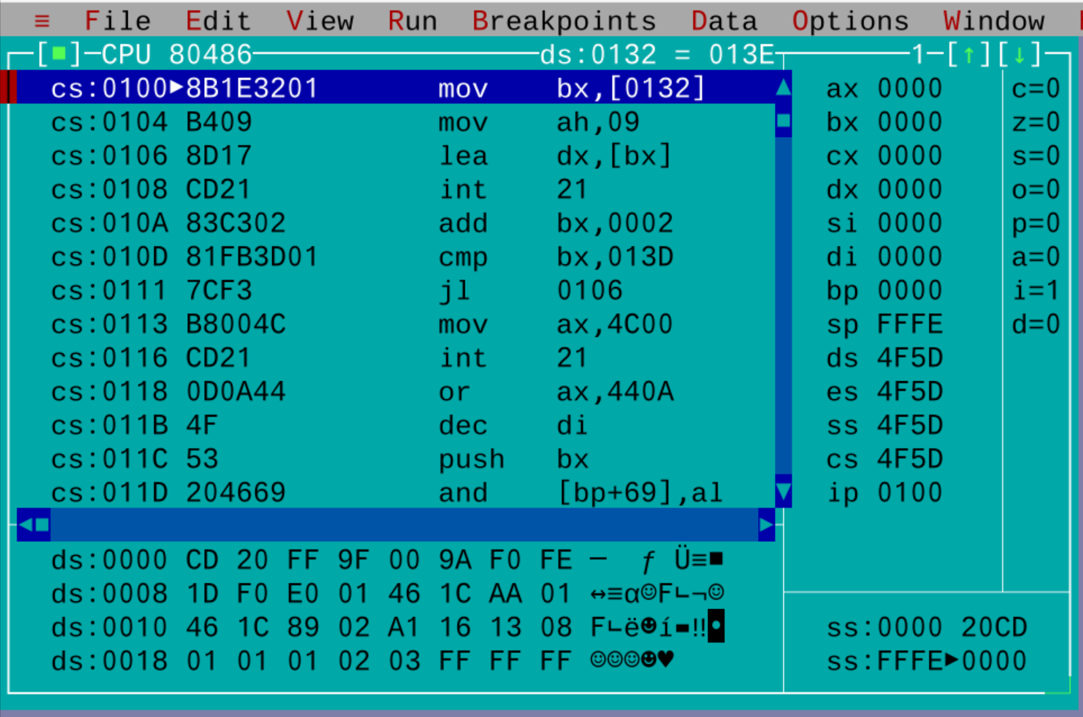 使用 8086 MS-DOS 程式集顯示字串陣列