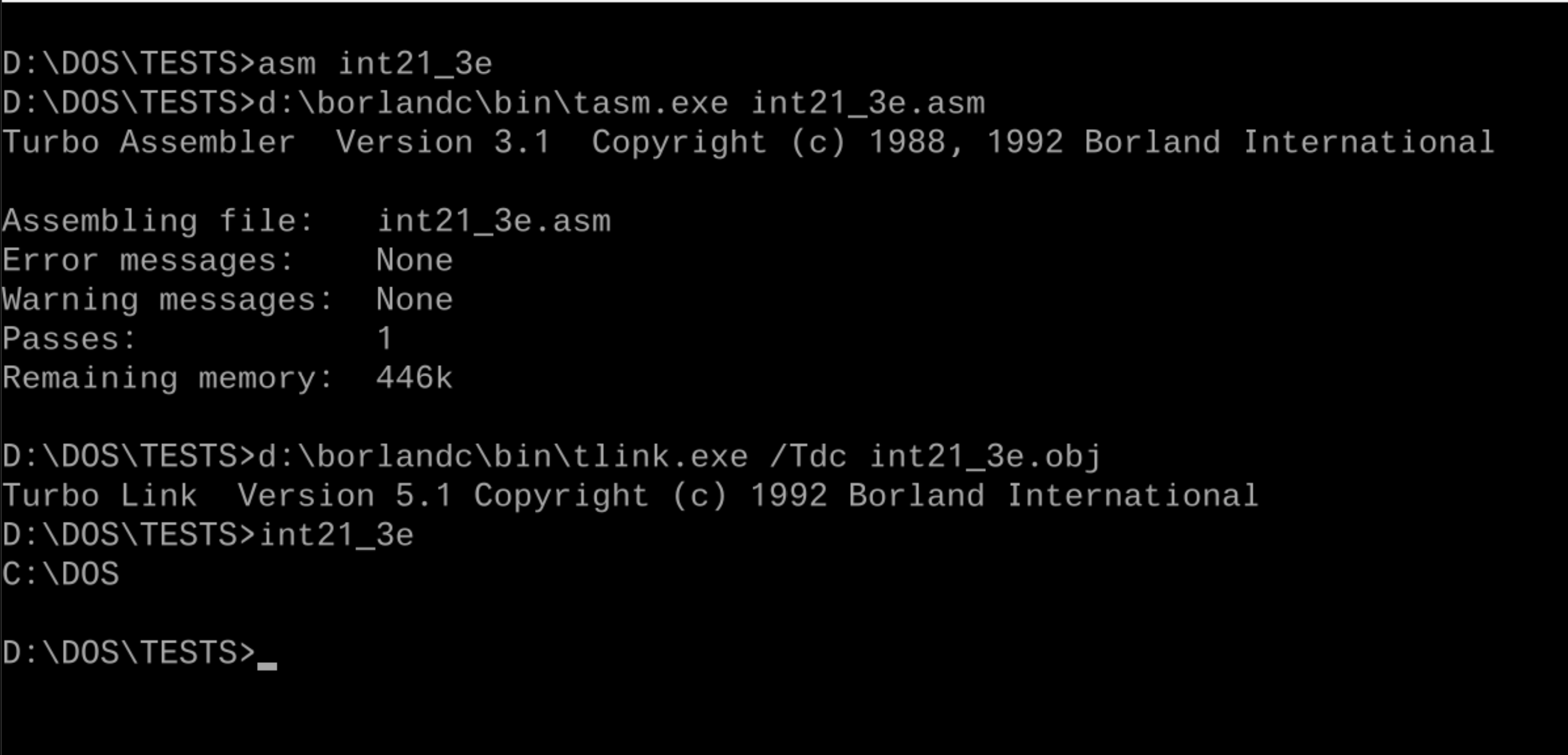 使用 8086 MS-DOS 程式集顯示字串陣列
