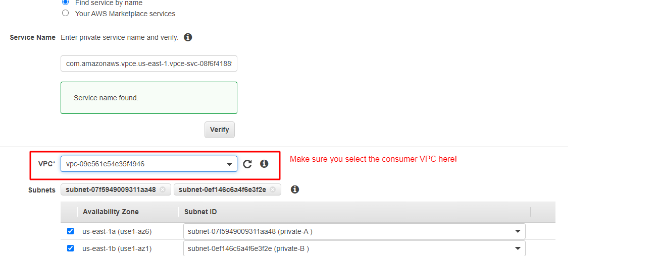 AWS beanstalk PrivateLink 未連接