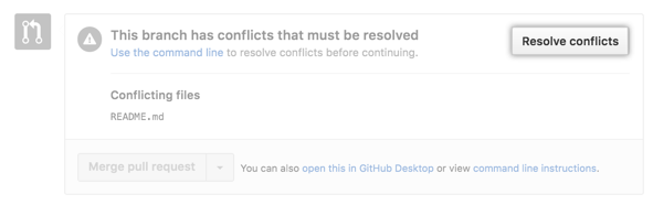 GitHub 合并拉取請求沖突