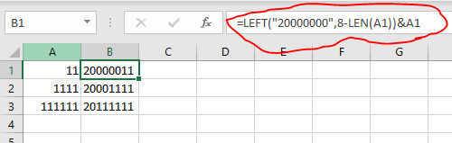 通過條件格式 Excel 根據值的長度向值添加前綴