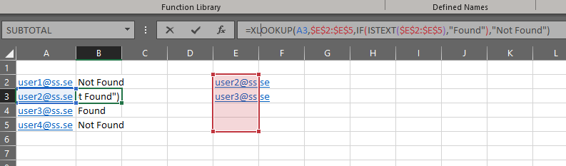 XLOOKUP 匹配電子郵件