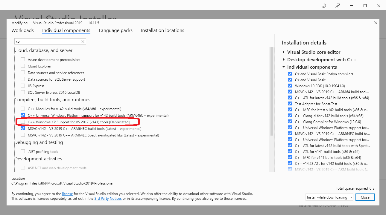 使用 Visual Studio 以 Windows XP 為目標的最新 C   標準是什么？