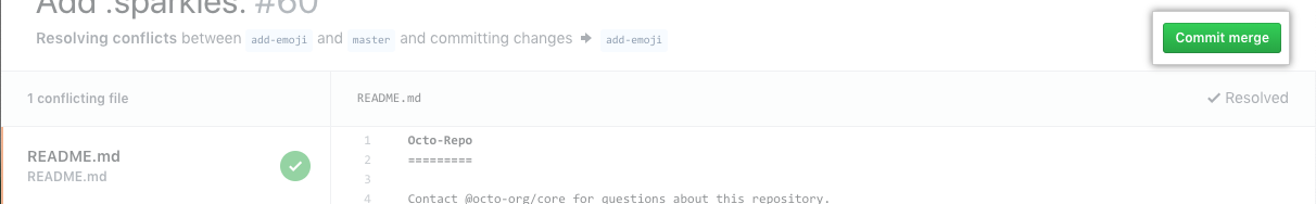 GitHub 合并拉取請求沖突