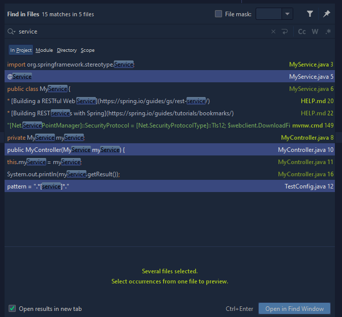 打開包含字串 intellij 的檔案