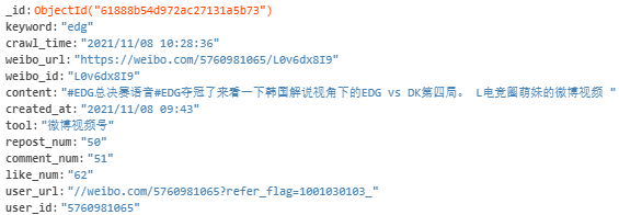 爬取的資料存盤在monogodb資料庫中