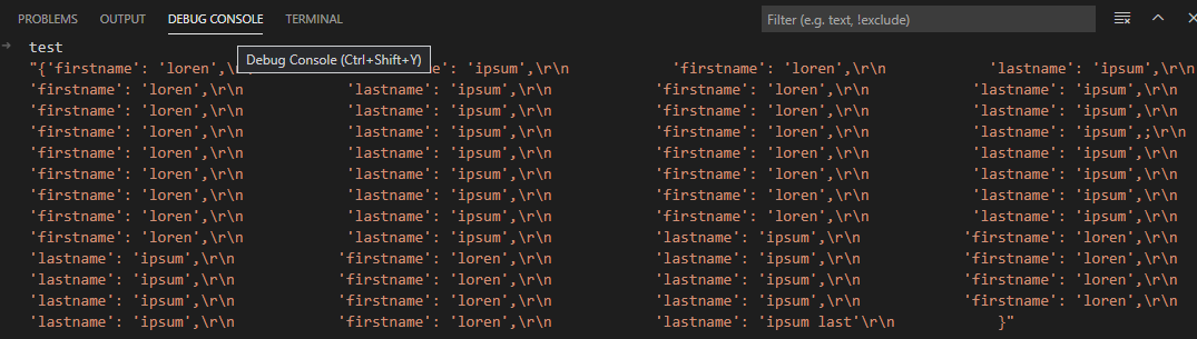 C# 字串值未完全顯示在 VS Code 觀察視窗中