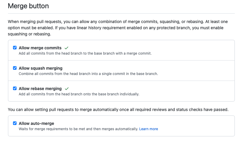 GitHub 自動合并選項未顯示在拉取請求中