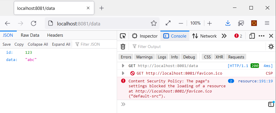 在 Firefox 上獲取 JSON 時，favicon.ico 被 CSP 阻止