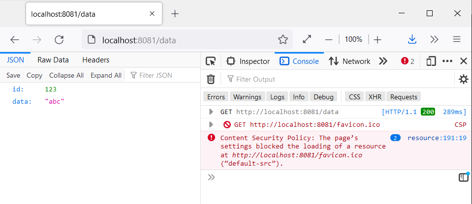 在 Firefox 上獲取 JSON 時,favicon.ico 被 CSP 阻止