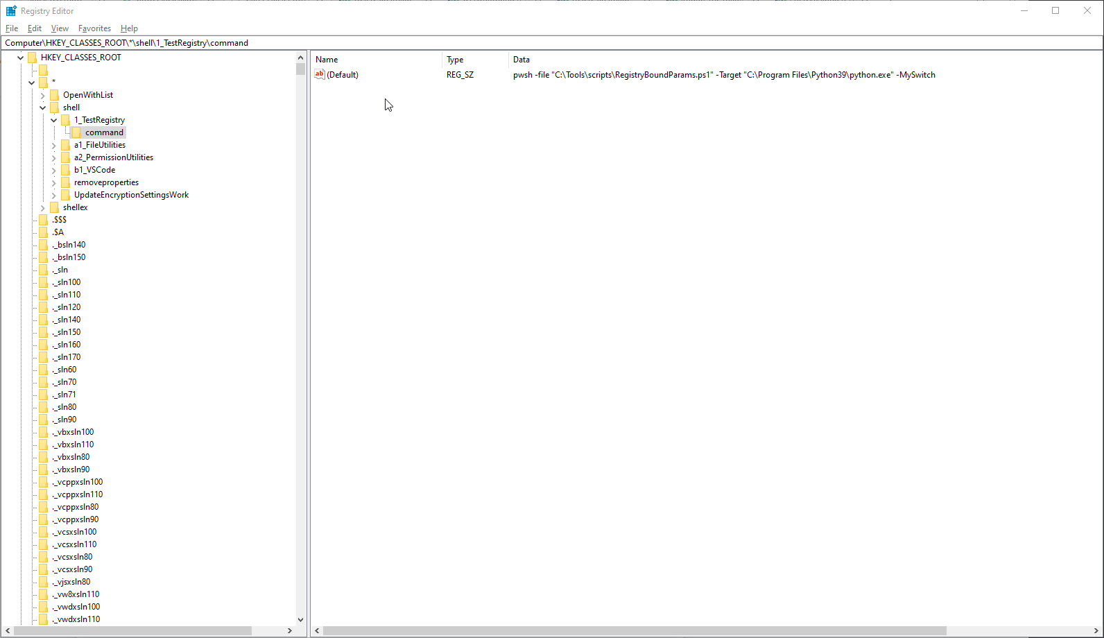 無法通過注冊表正確呼叫 Powershell 腳本。找不到接受引數“$null”的位置引數