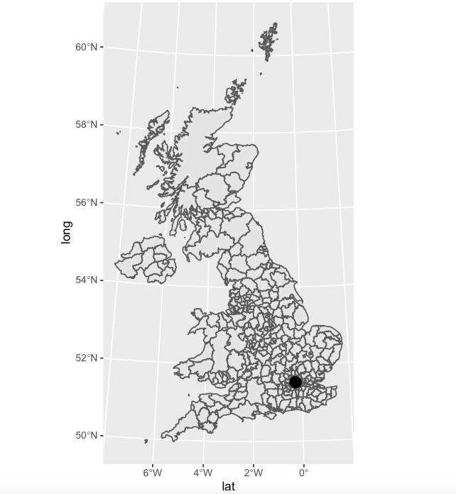 R - 向英國地方當局等值線地圖 ggplot 添加點
