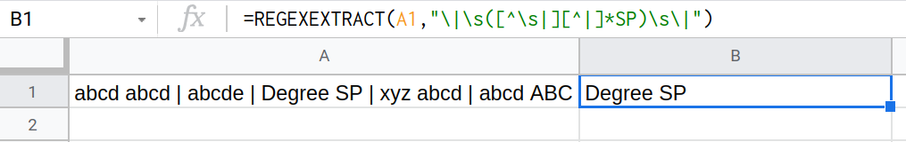 需要在 Google Sheet 中使用 REGEXEXTRACT() 在字串之間提取字串