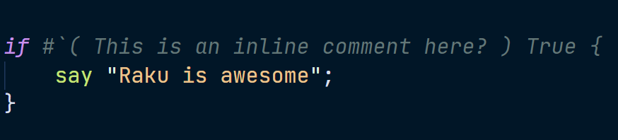 VS Code for Raku 中的多行注釋
