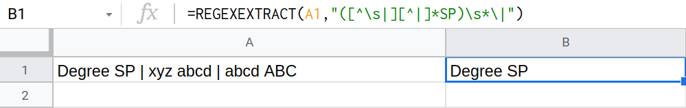 需要在 Google Sheet 中使用 REGEXEXTRACT() 在字串之間提取字串