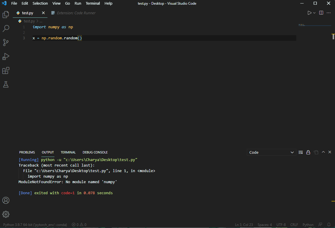 VSCode 上的 Python 未在所選環境中運行