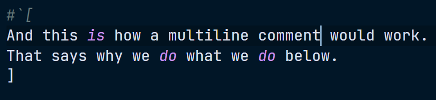 VS Code for Raku 中的多行注釋