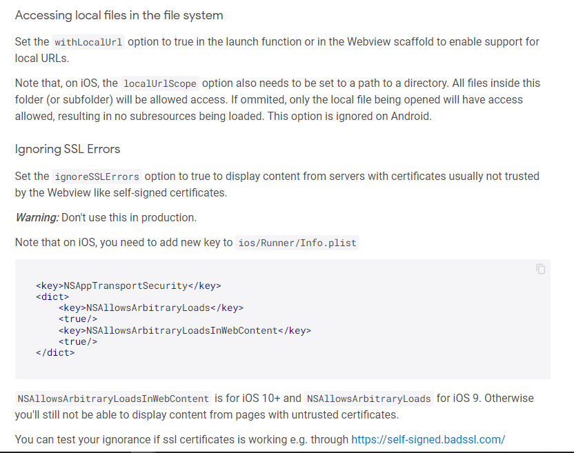 Flutter flutter_webview_plugin 錯誤 [NSNull 長度]：無法識別的選擇器發送到 ios 上的實體