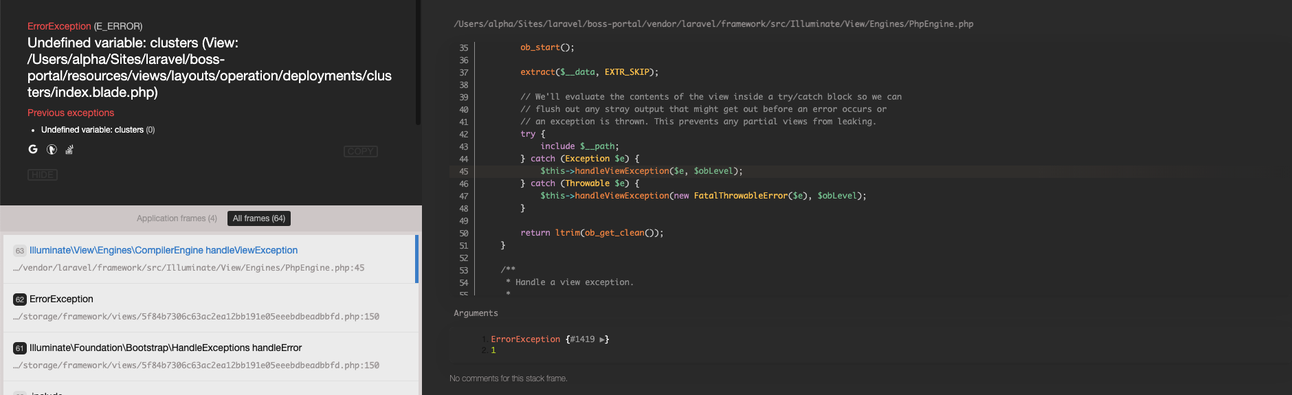Laravel - Nginx 404 頁面上的每個例外的生產