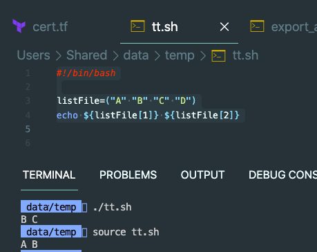 bash 和 source 命令的不同結果