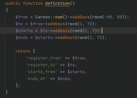Carbon addDays() 在工廠無法正常作業