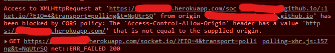 部署后Socket.io和heroku CORS問題