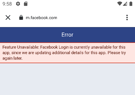 Facebook 登錄被禁用，現在它會引發錯誤