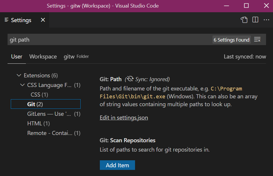 終端中的 Git 版本與 VScode 不同