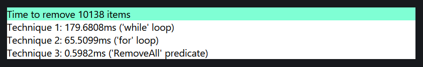 從 List 中的任何地方洗掉某個值的元素的最有效方法？C＃