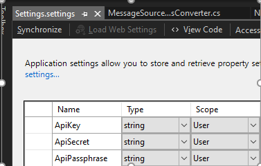 是否從記憶體或光碟讀取 Settings.Default