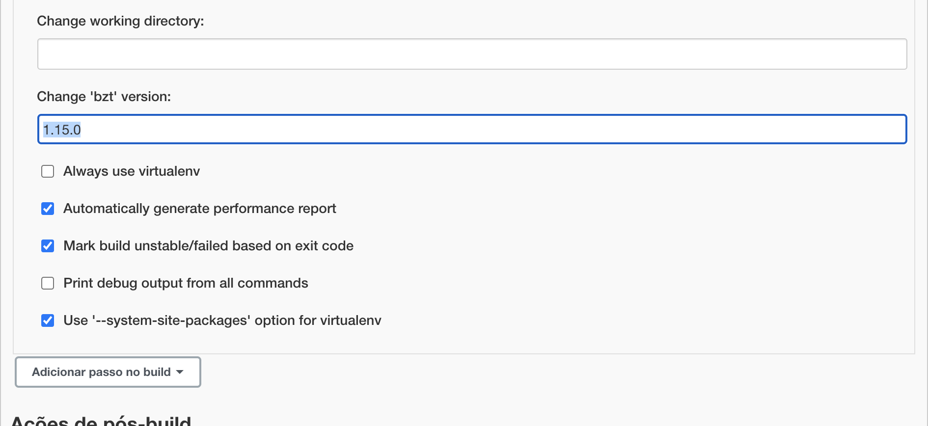 詹金斯：無法運行程式“/Users/user/.jenkins/workspace/jenkinsjob/taurus-venv/bin/bzt error=2